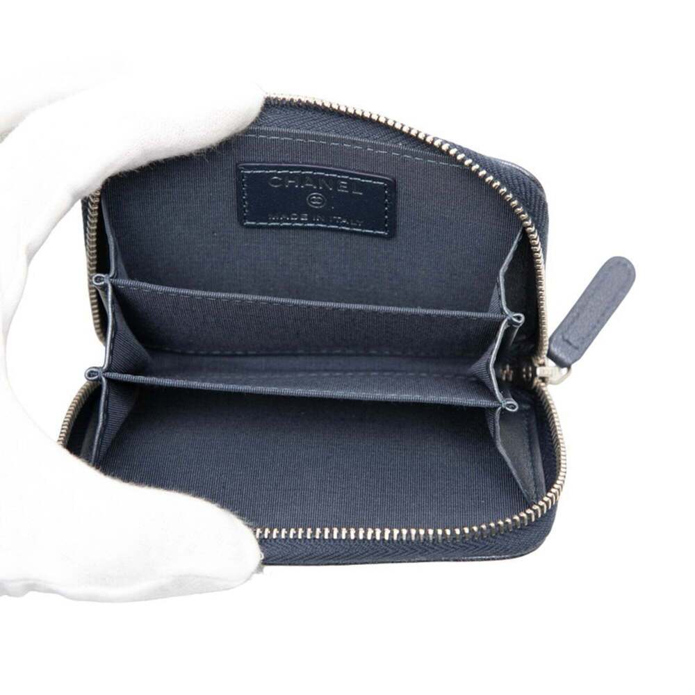 CHANEL Authentic Blue Leather Logo Wallet - Picture 4 of 7